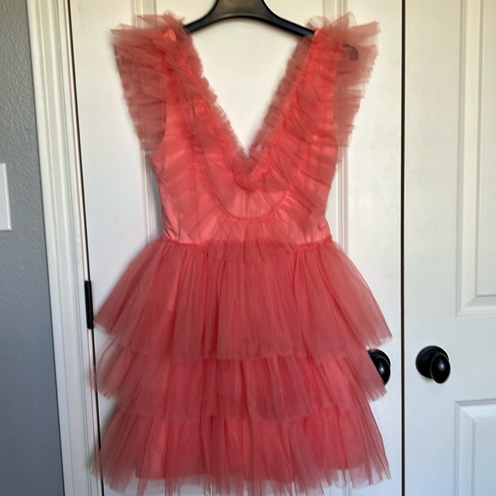 Peach tiered tulle dress size M